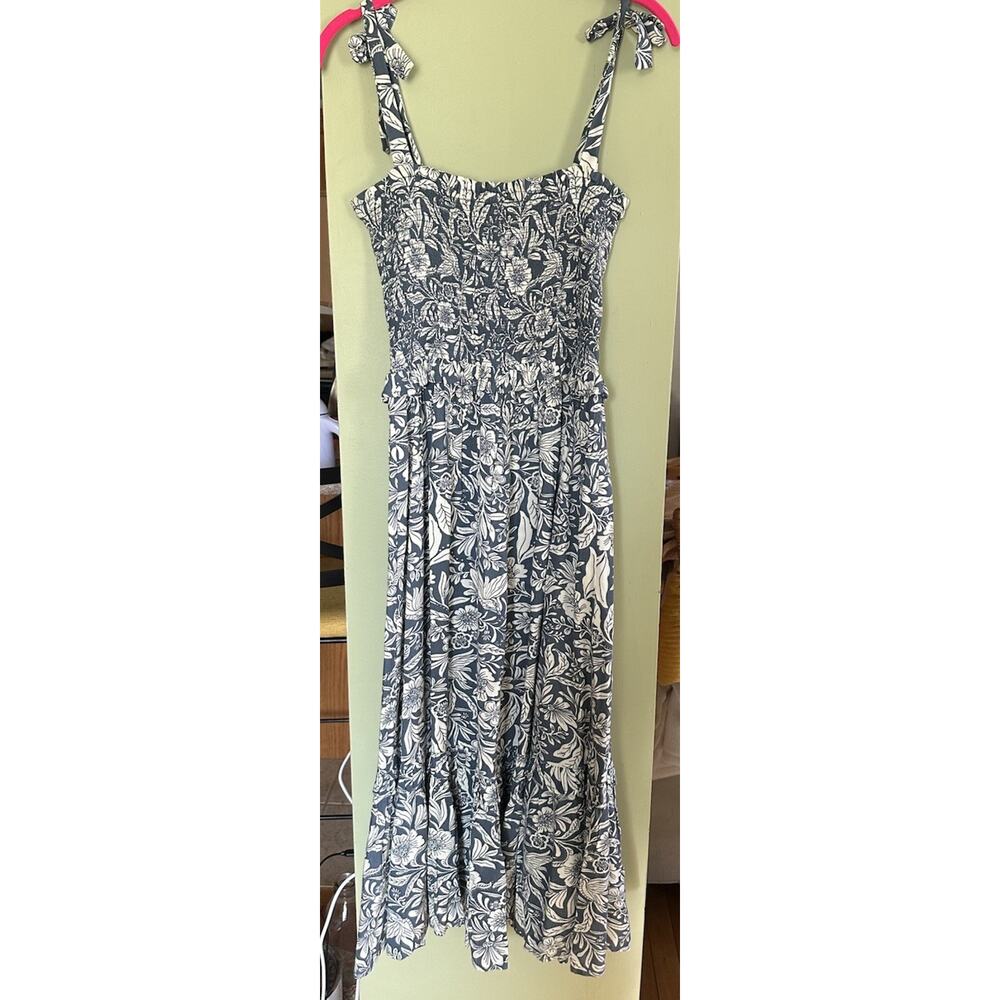 Patrons of Peace Floral Tube Dress Cottage Festival Womens Sz Sm Boho Beach Blue - Picture 2 of 9